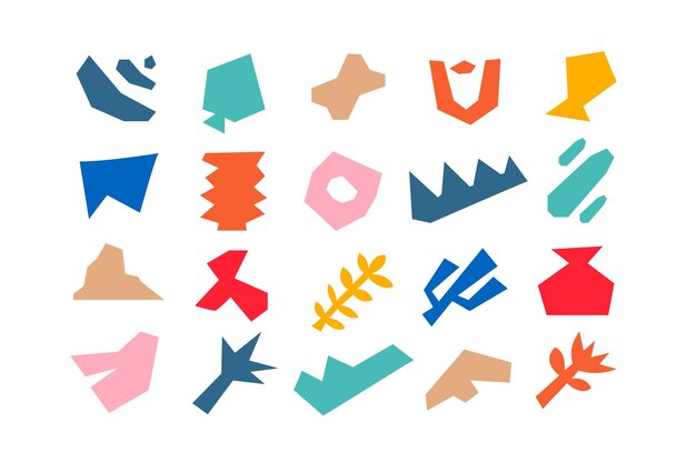 Colección editable de formas vectoriales abstractas en estilo plano listas para usar como kit de diseño gráfico DIY