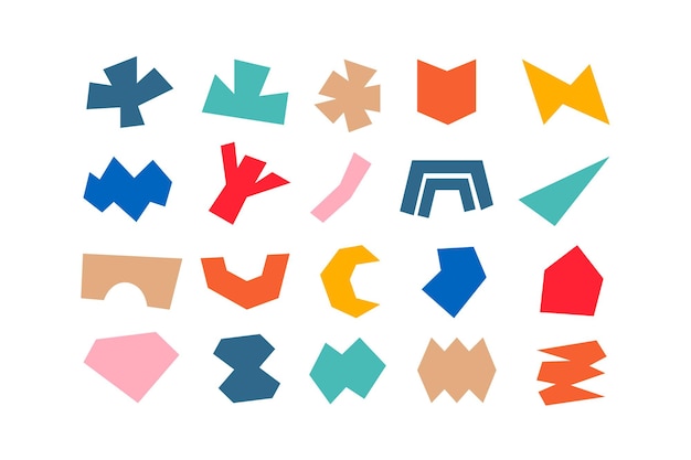 Colección editable de formas vectoriales abstractas en estilo plano listas para usar como kit de diseño gráfico DIY