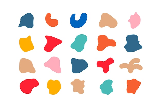 Colección editable de formas vectoriales abstractas en estilo plano listas para usar como kit de diseño gráfico DIY
