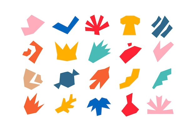 Colección editable de formas vectoriales abstractas en estilo plano listas para usar como kit de diseño gráfico DIY