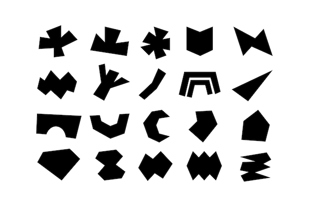 Colección editable de formas vectoriales abstractas en estilo sólido listas para usar como kit de diseño gráfico DIY