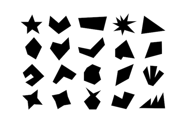 Colección editable de formas vectoriales abstractas en estilo sólido listas para usar como kit de diseño gráfico DIY