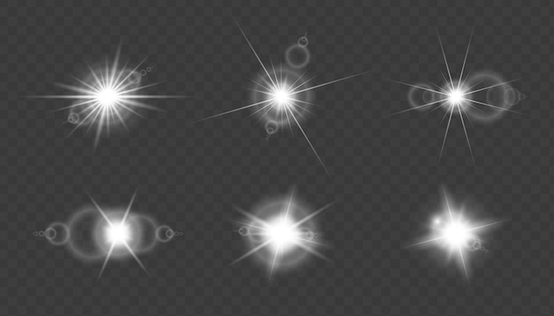 Colección de efectos de luz Estrellas brillantes Lentes Flares y aspectos destacados festivos Vector EPS 10