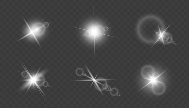 Colección de efectos de luz Estrellas brillantes Lentes Flares y aspectos destacados festivos Vector EPS 10