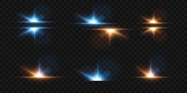 Colección de efectos de luz y resplandor estrella destello mágico brillo