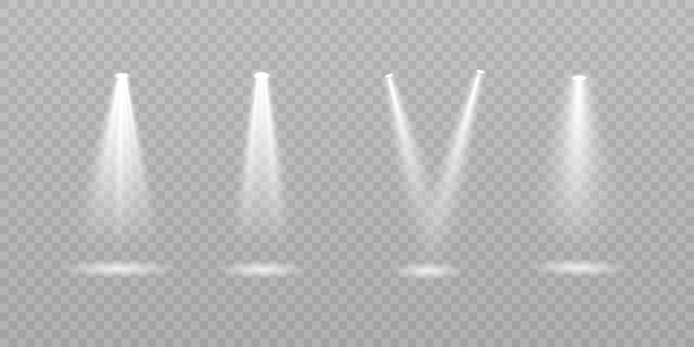 Colección de efectos transparentes de iluminación escénica Iluminación brillante con focosVector