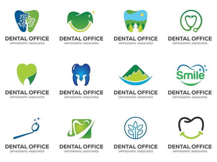 Colección elegante y paquete de logotipos dentales modernos y coloridos