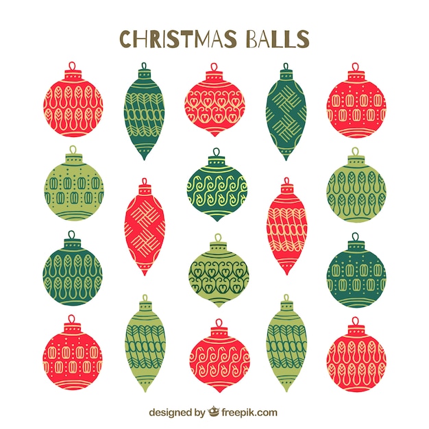 Colección de elegantes bolas retro de navidad 