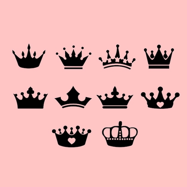 Colección de elegantes iconos de la corona