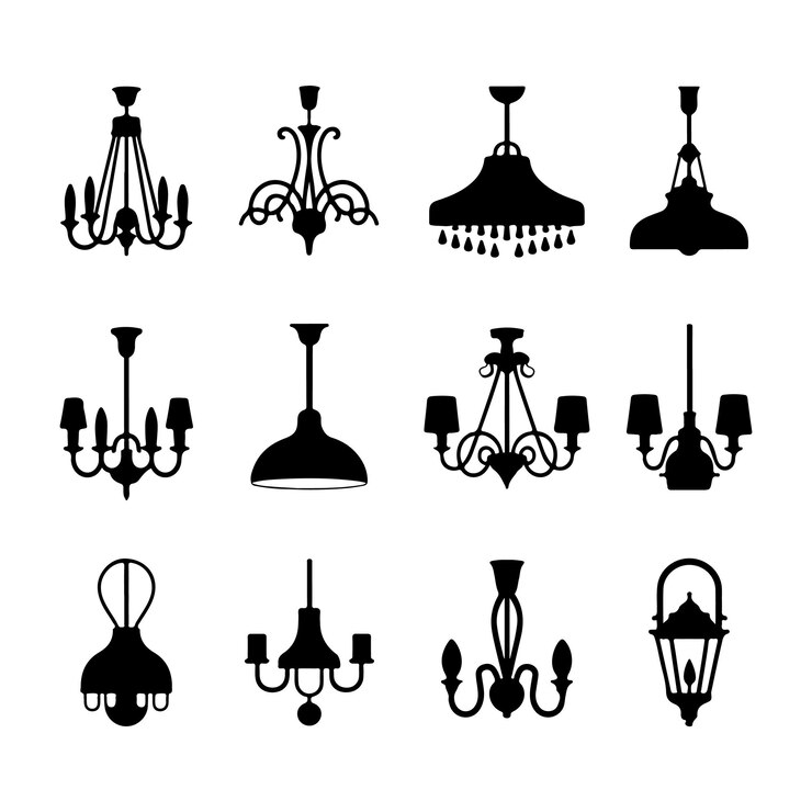 Colección de elegantes siluetas de candelabro para el diseño de interiores