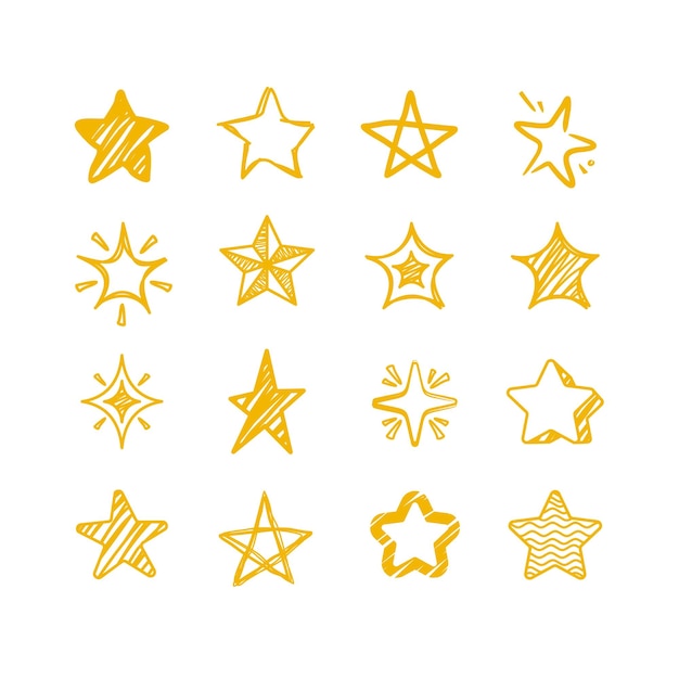 colección de elemento estrella dibujado a mano