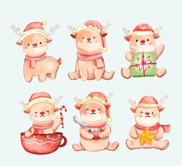 Colección de elementos de acuarela de Navidad