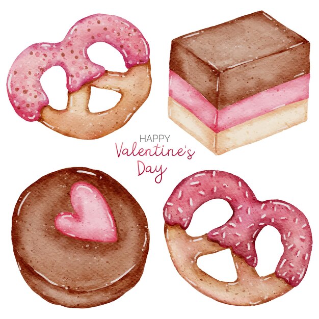 Colección de elementos de acuarela de San Valentín
