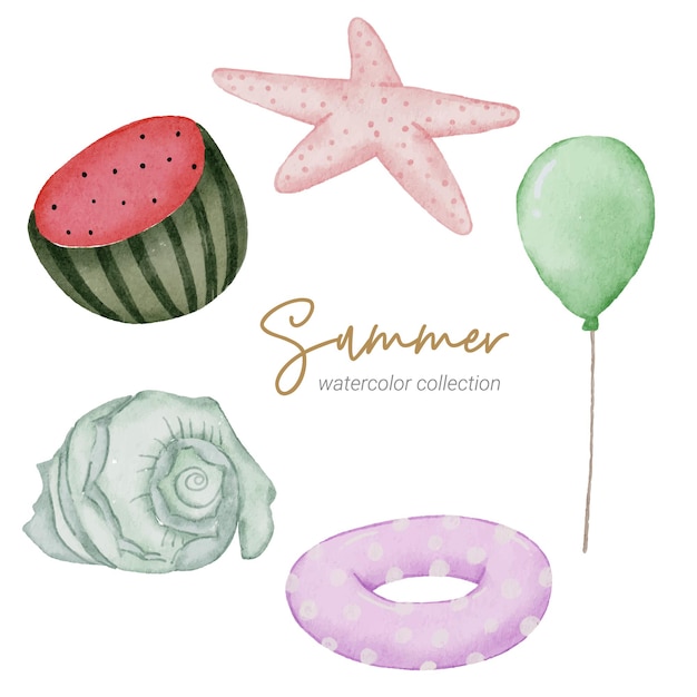 colección de elementos de acuarela de verano