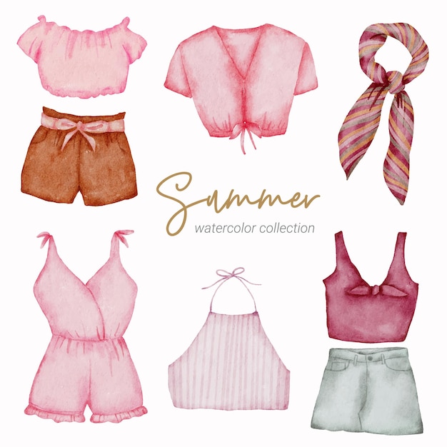 colección de elementos de acuarela de verano