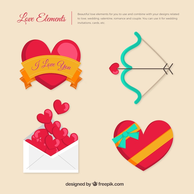 Colección de elementos de amor