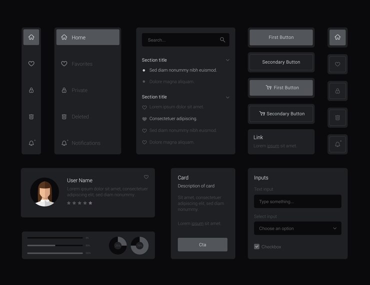 Colección de elementos azul claro elegante ui ux plantilla de panel de usuario del tablero de instrumentos Ux Interfaz de usuario