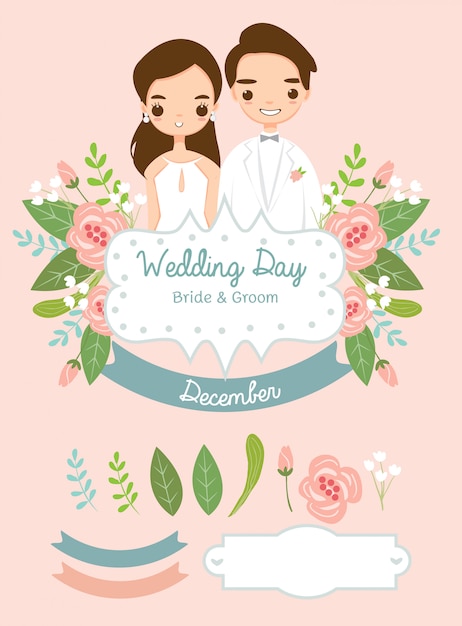 Colección de elementos de boda para invitaciones de boda.