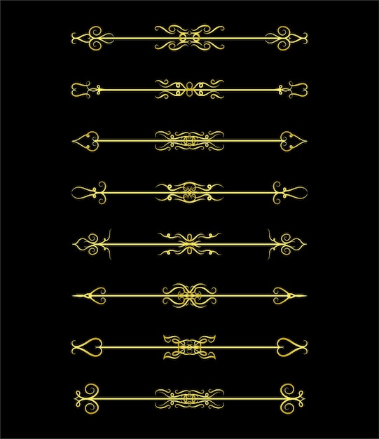 Colección de elementos de bordes dorados, vector de adorno