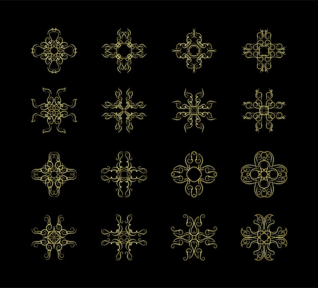 Colección de elementos de bordes dorados, vector de adorno