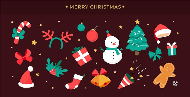 Colección de elementos de clipart navideños festivos