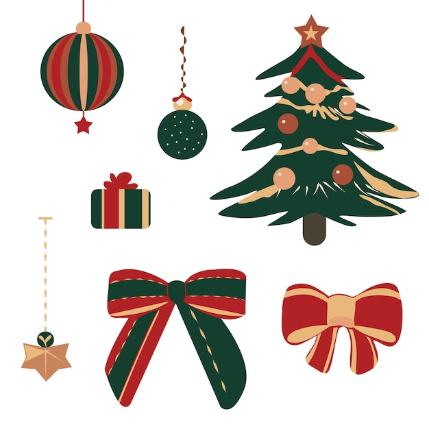 Colección de elementos de clipart navideños festivos