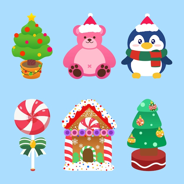 Vector colección de elementos de clipart navideños de vectores festivos