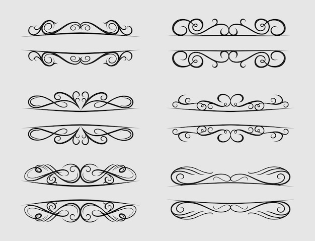 colección de elementos decorativos de bordes giratorios y divisores aislados en blanco