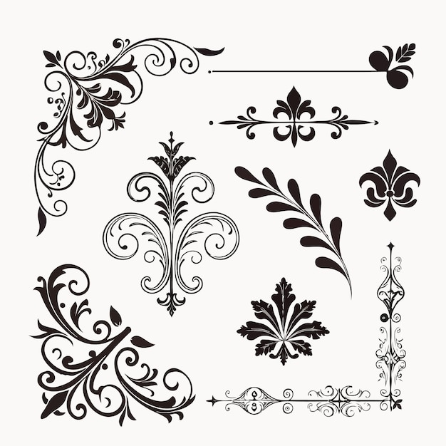 Colección de elementos decorativos lujosos