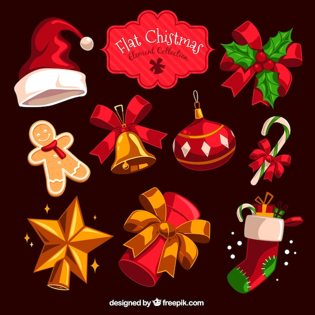Colección de elementos decorativos de navidad 