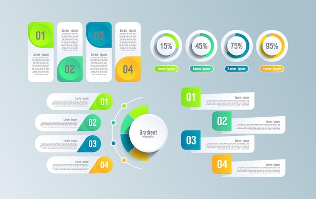 Colección elementos degradados infografía