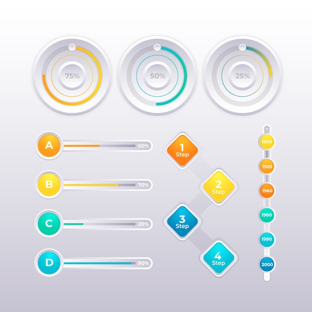 Colección elementos degradados infografía