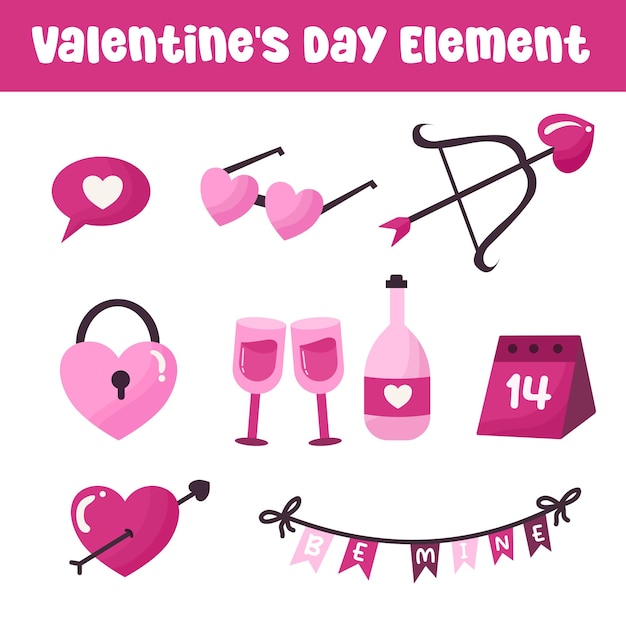 Vector colección de elementos para el día de san valentín dibujados a mano