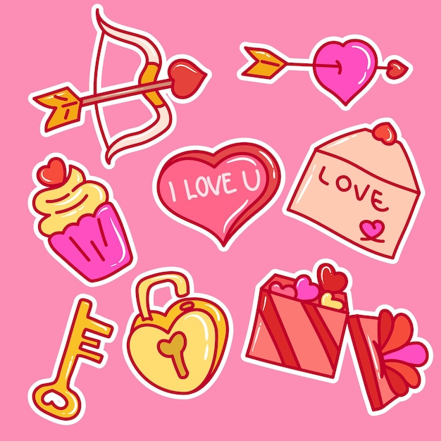 Colección de elementos dibujados a mano de San Valentín