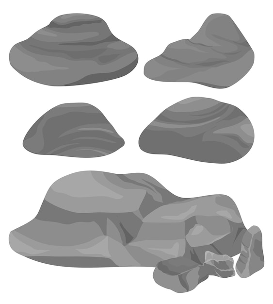 Colección de elementos de dibujos animados de piedra
