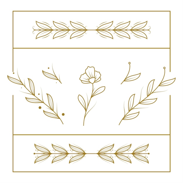 colección de elementos de diseño de adornos de boda de hojas y flores