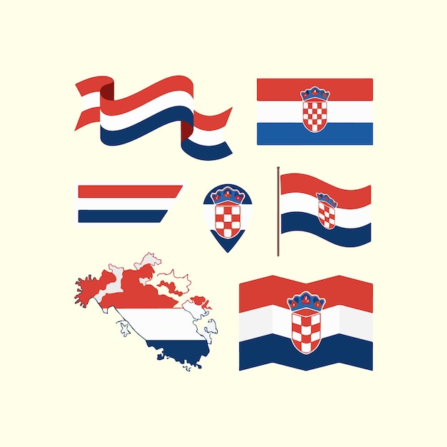 Colección de elementos de diseño de la bandera croata