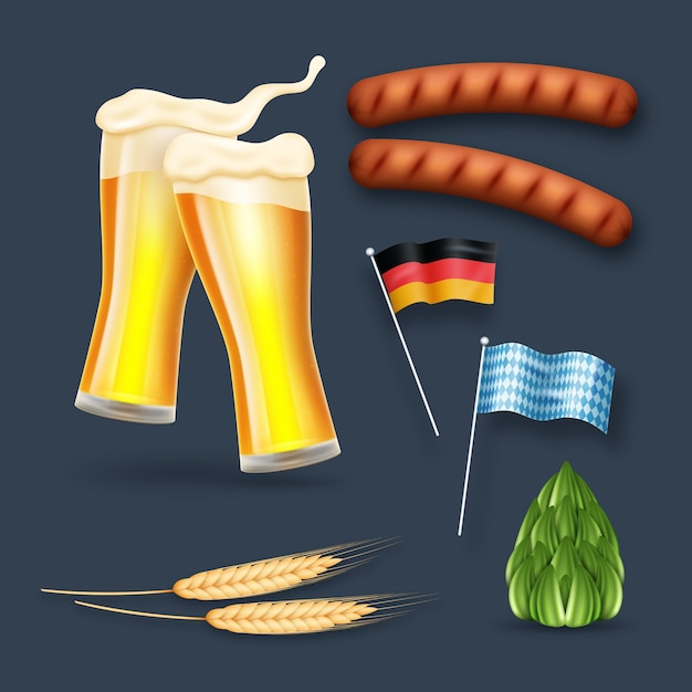 Colección de elementos de diseño para la celebración del festival de cerveza Oktoberfest