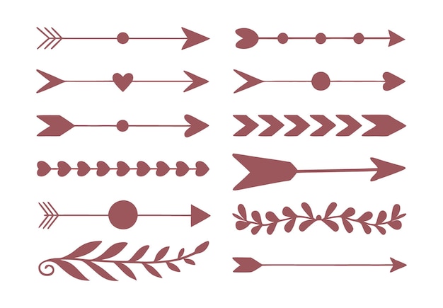 Colección de elementos de diseño decorativos de flecha y divisor