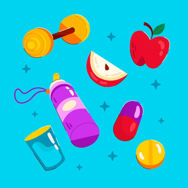 Colección de elementos de diseño dibujados a mano para la concienciación del Día Mundial de la Salud