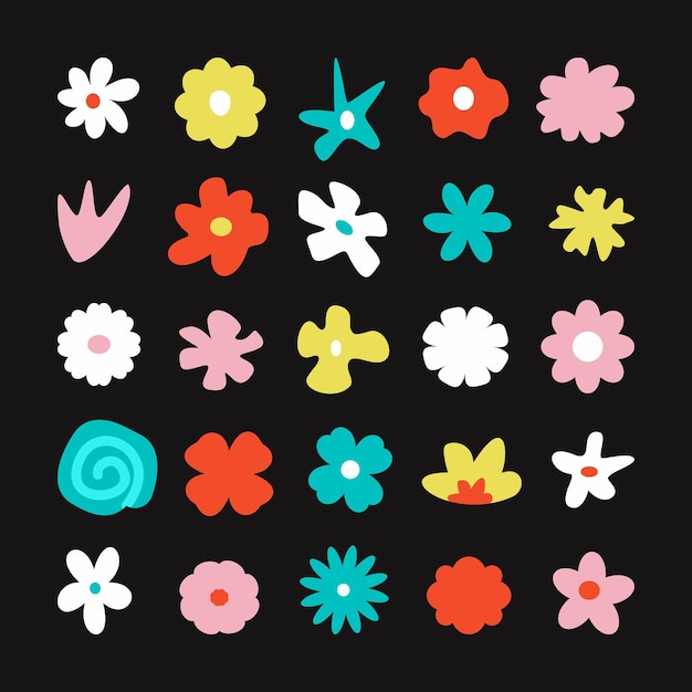 colección de elementos de diseño floral dibujados a mano