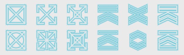 Colección de elementos de diseño de geometría retrofuturista y2k Colección de símbolos geométricos gráficos abstractos Estilo cósmico abstracto bauhaus y boho