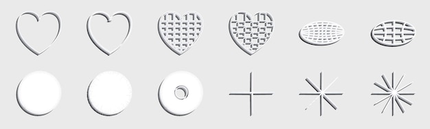 Colección de elementos de diseño de geometría retrofuturista y2k Colección de símbolos geométricos gráficos abstractos Formas de formas simples