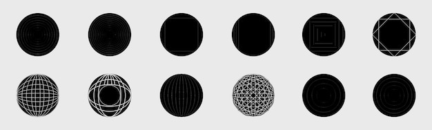 Colección de elementos de diseño de geometría retrofuturista y2k Elementos de diseño geométrico de moda Estilo cósmico abstracto bauhaus y boho