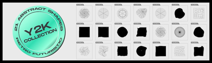 Vector colección de elementos de diseño de geometría retrofuturista y2k elementos de diseño geométrico de moda formas bauhaus abstractas