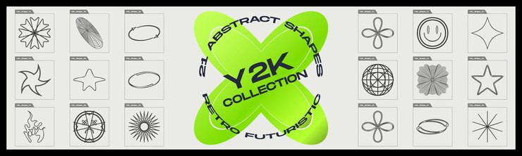 Vector colección de elementos de diseño de geometría retrofuturista y2k elementos geométricos minimalistas formas de formas simples