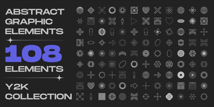 Vector colección de elementos de diseño de geometría retrofuturista y2k elementos geométricos minimalistas marcos inspirados en brutalismo