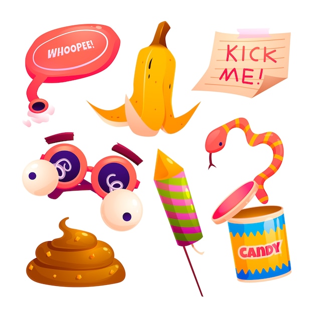 Colección de elementos de diseño de gradiente para el día de los tontos de abril