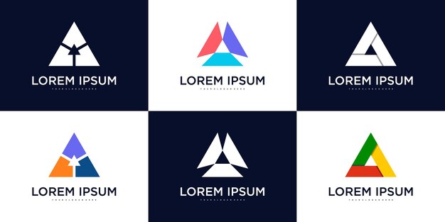 Colección de elementos de diseño de logotipo de la compañía triángulo abstracto Vector Premium