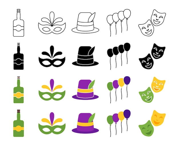Colección de elementos de diseño para Mardi Gras.